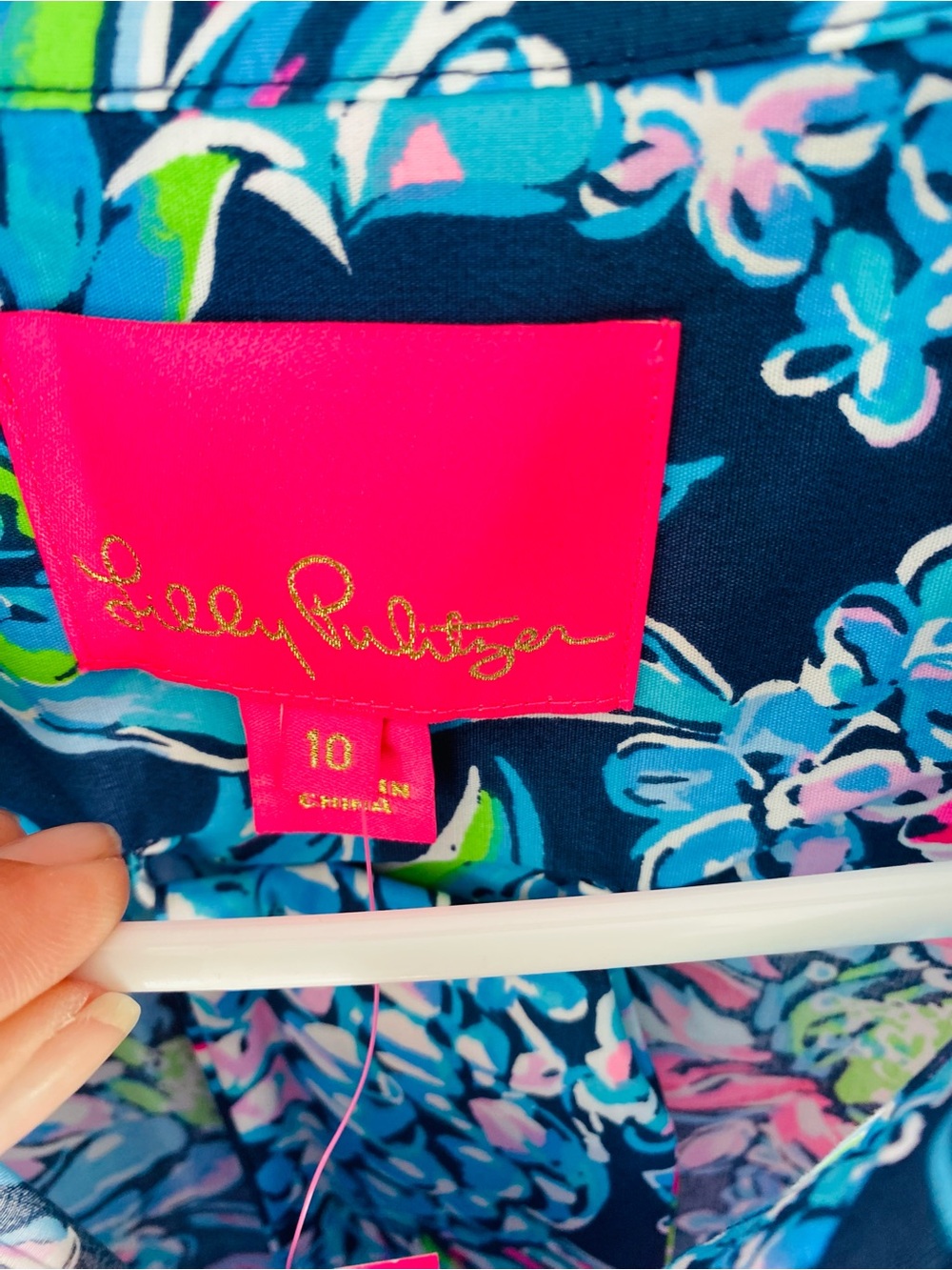 Lilly Pulitzer Mira stretch shirt dress high tide navy pineapple paradise 10 - Picture 4 of 8